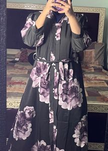 Floral Print Maxi Shirt Dress