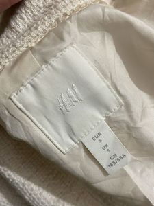 H&amp;M oversized pearl trim collared shirt/jacket