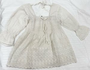White Smocked Embroidered Top