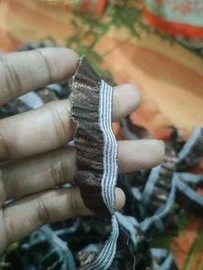 Brown elastic Frill Saree Lace ( Brand New)