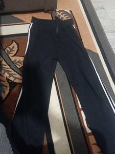 Black Track Pants with White Stripes