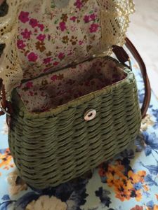 Mauritius Bamboo Green Crochet Sling Bag