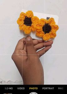 Sunflower Crochet Hair Clips
