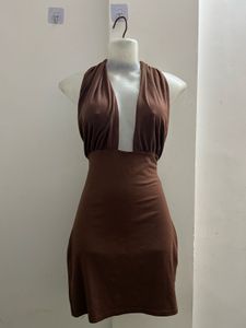 URBANIC Brown Halter Neck Dress