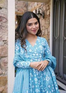 Plus Size Blue Anarkali