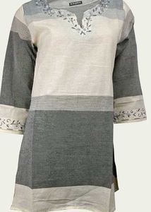 Striped Embroidered Kurta