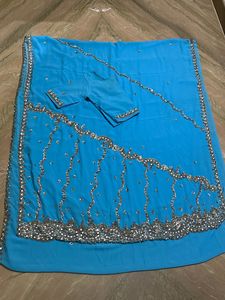 Hand Embroidered Stone Designer Part Wear Saree