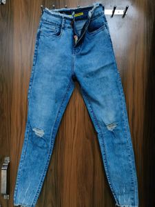 Ripped Hem Denim Jeans