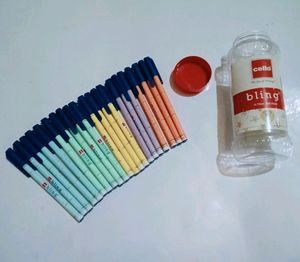 Cello 21 Bling 0.7 Mm Blue Ball Pens