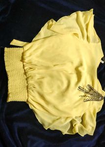Yellow Ruffle sleeves Top