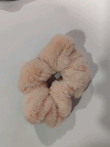 Fuzzy Blush Scrunchie