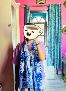 Traditional Indigo Bandhani Printed Scarf