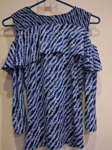 Price Negotiable 🙃 Blue Pattern Off Shoulder Top