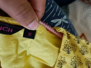Yellow Cotton Kurta Knee Length