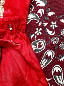 Red Colour Trouser Suit Without Dupatta