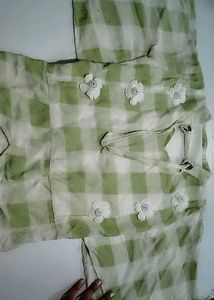 Green &amp; White Plaid Set