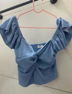 Blue Heart Neckline Top