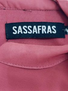 Sassafras Mandarin Collar Classy Skater Dress