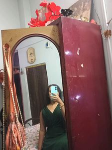 green stylish gown