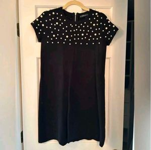 Zara Black Pearl Embellished Dress