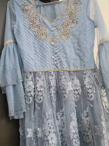 Elegant Blue Embroidered Anarkali Kurta