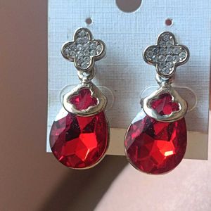 combo Peacock  Ring and red earring