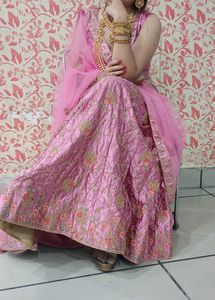 Pink Satin Lehenga