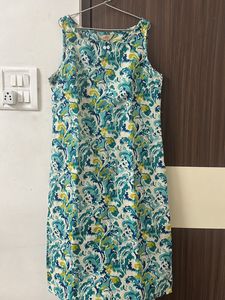 Anouk Off White &amp; Blue Printed Straight kurta - M