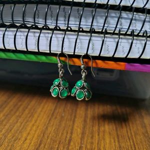 Green Jhumka Earrings