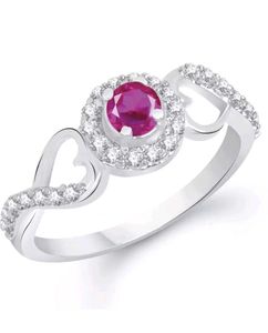 Ruby Studded Heart Shaped For Women And Girls