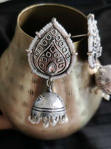 Boho Silver Jhumka Earrings