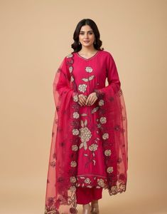Fuschia  Pink party wear Kurta Set