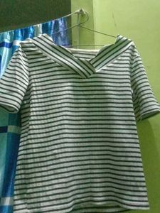 Striped Top with Unique Collar