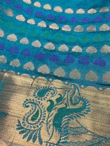 Peacock Coloured Silk Cotton Saree