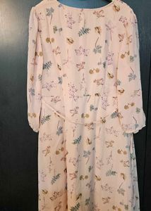 Peach Pink Flared Knee Length Dress