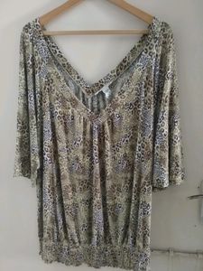 Animal Print V-Neck Top