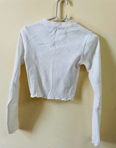 White Long Sleeve Crop Top