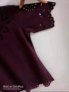 Burgundy/Wine Colour Laser Cut Top