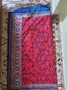 Dark Blue Heavy Embroidery Saree With Blouse