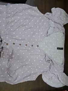 Lilac Polka Dot Button-Up Top
