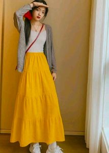 Women Yellow Maxi Skirt