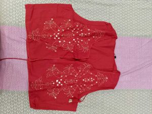 Red Embroidered Kurta