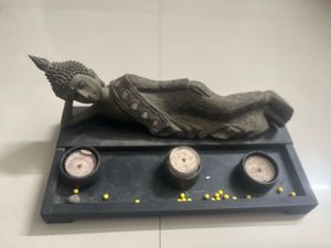 Sleeping Buddha With 3 Candles And Tray
