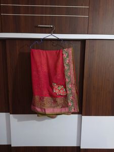 Red With Green Combination Saree