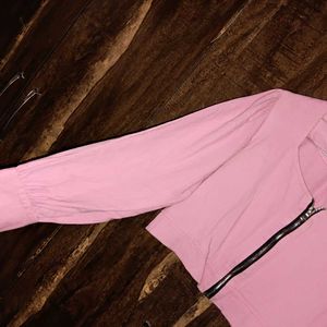 Pink Zip-Up Crop Jacket