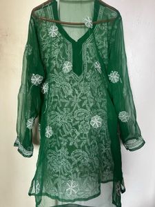 Green chikankari Kurta