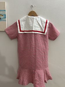 Gingham Sailor Collar Shirt Dress