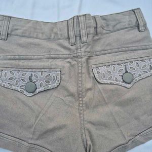 Cutout Denim Shorts