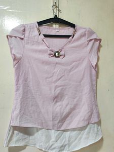 Pink Bow Accent Top