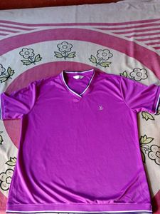 Purple Short V Neck T- Shirt For Girls